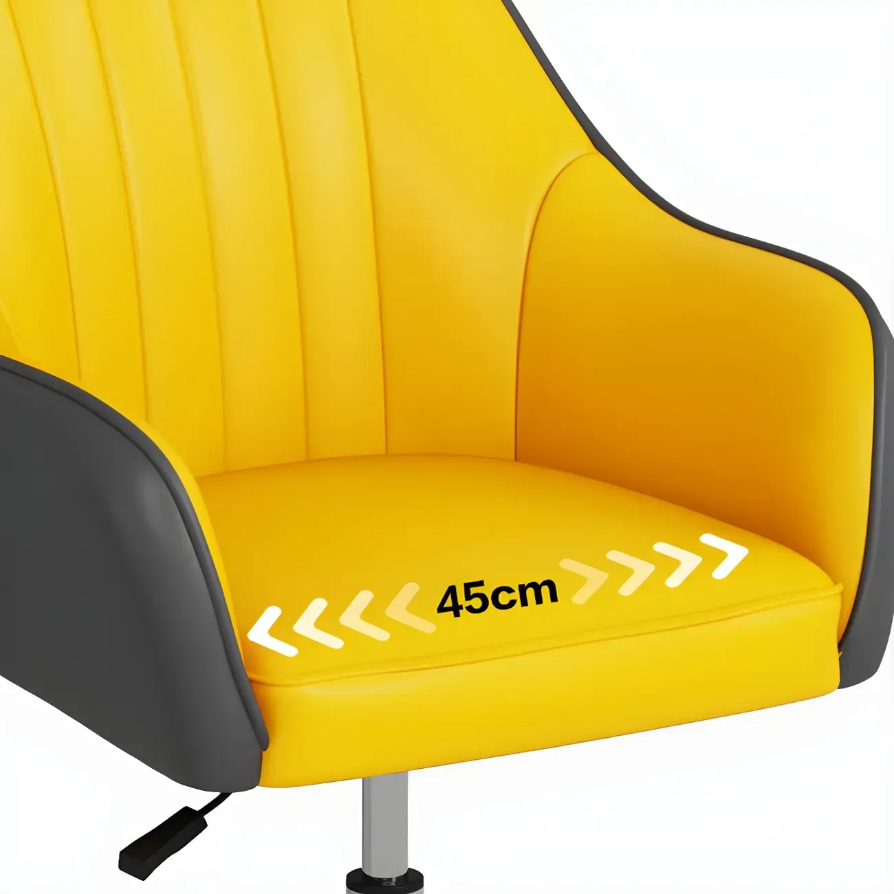Modern Yellow Leather Upholstered Adjustable Swivel Office Chair Image - 8