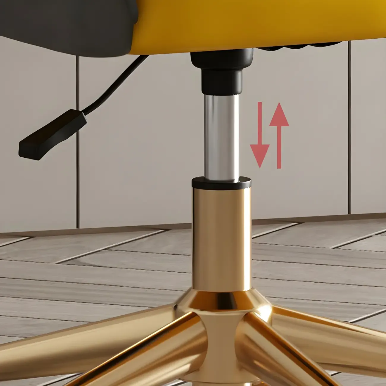 Modern Yellow Leather Upholstered Adjustable Swivel Office Chair Image - 9