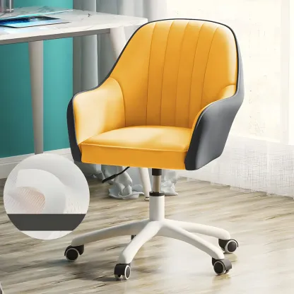 Modern Yellow Leather Upholstered Adjustable Swivel Office Chair Image - 27