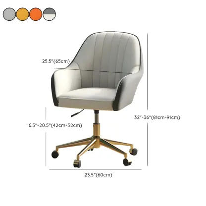 Modern Yellow Leather Upholstered Adjustable Swivel Office Chair Image - 34