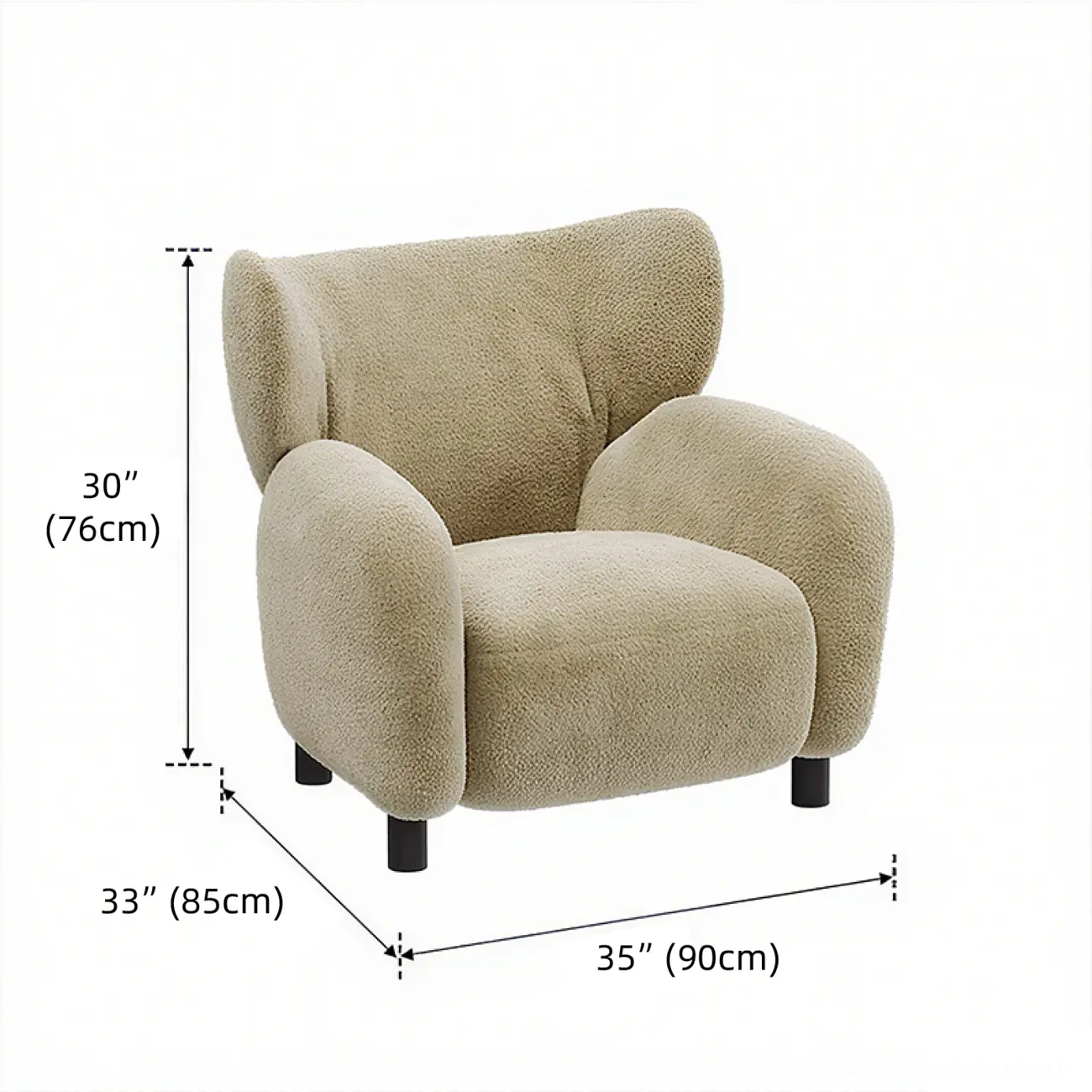 Modern Chenille Fabric Wingback Accent Chair with Arms Image - 11 | homeyfad