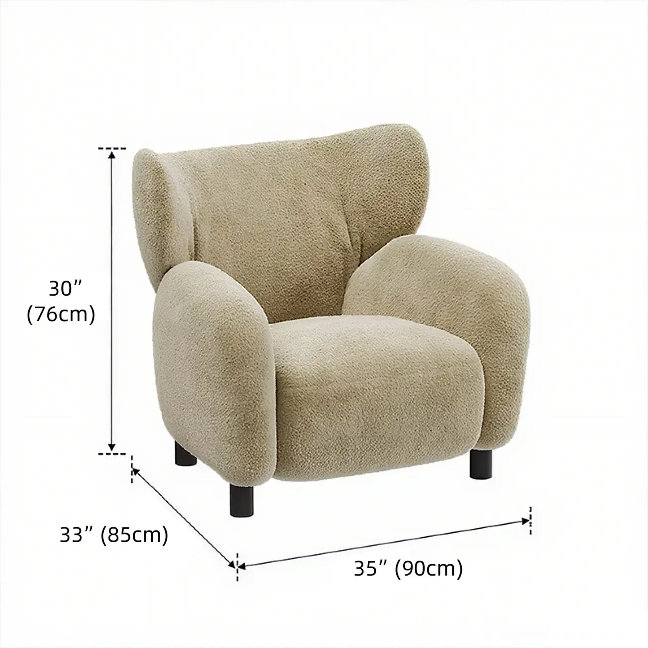 Modern Chenille Fabric Wingback Accent Chair with Arms Image - 11