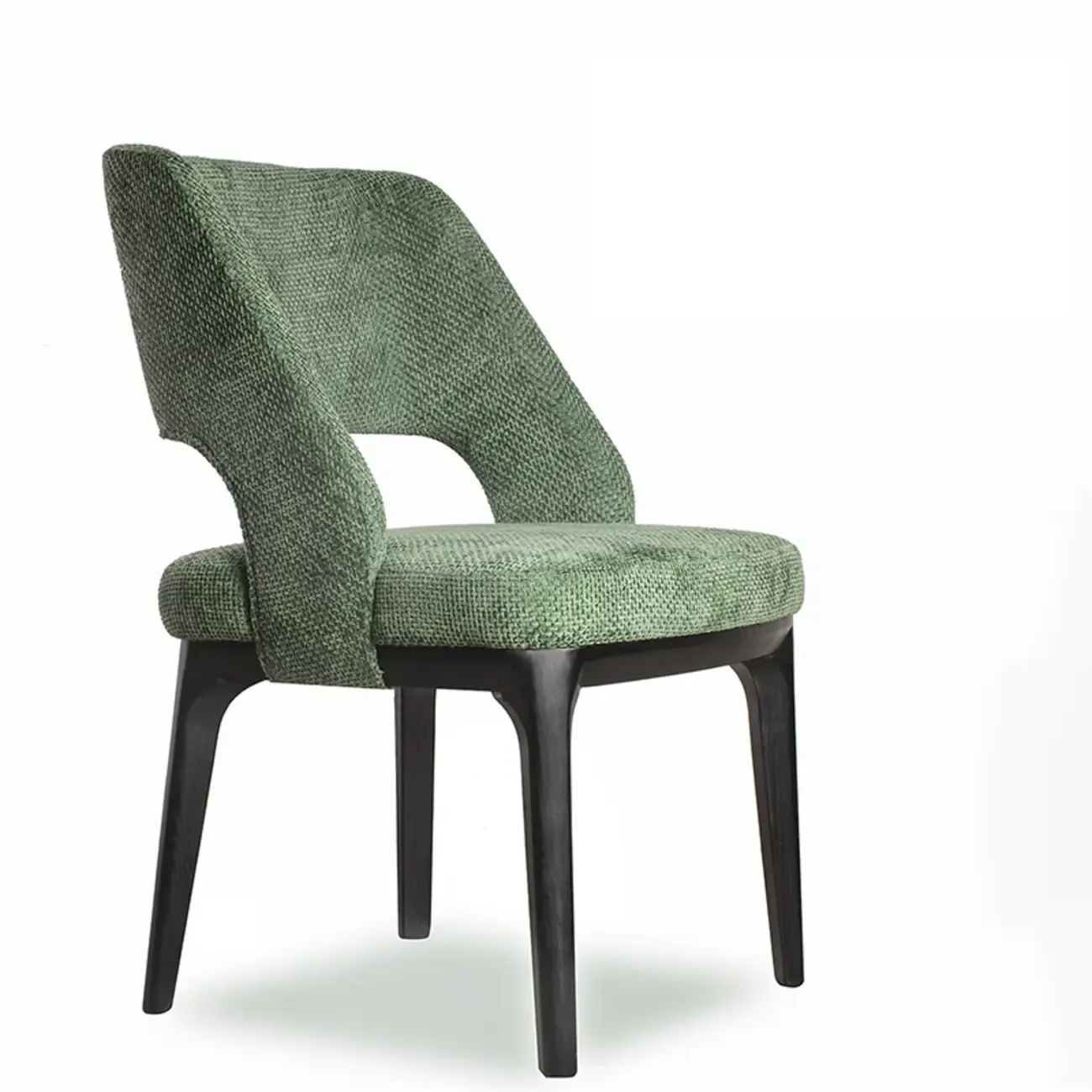Modern Green Cotton Linen Upholstered Dining Chair Image - 7