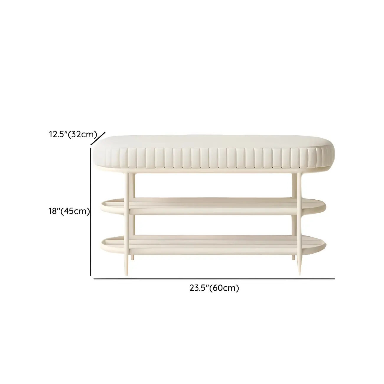 Elegant Oval Metal Cushioned Shoe Rack Bench #size | homeyfad