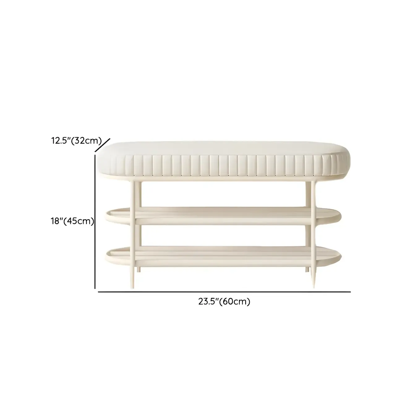 Elegant Oval Metal Cushioned Shoe Rack Bench #size