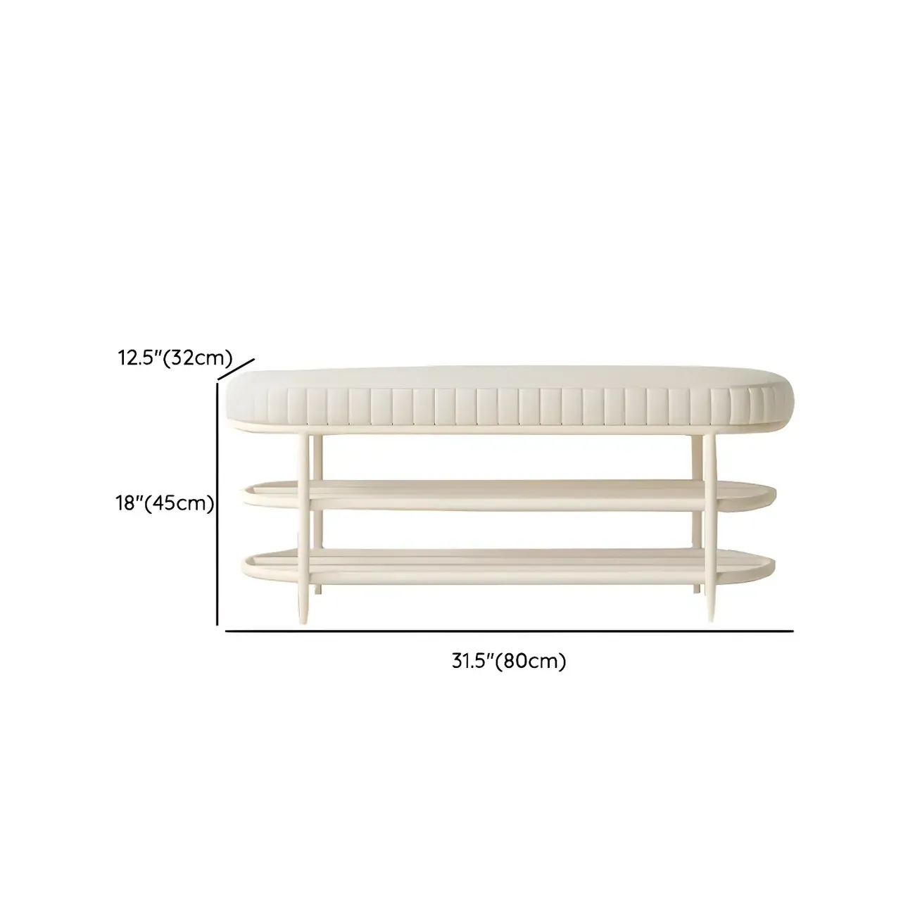 Elegant Oval Metal Cushioned Shoe Rack Bench Image - 13