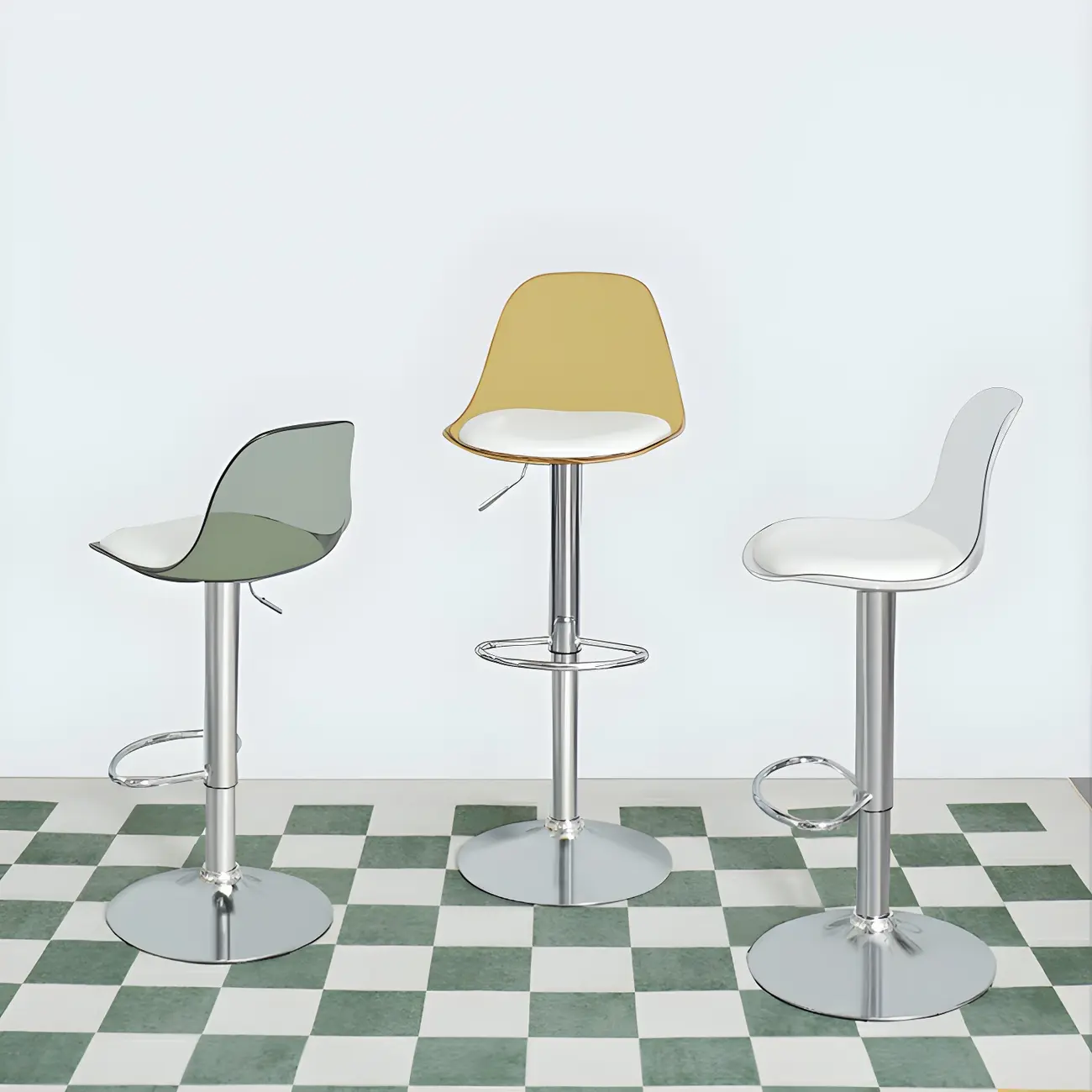 Modern Acrylic Adjustable Swivel Counter Height Bar Stool Image - 1 | homeyfad