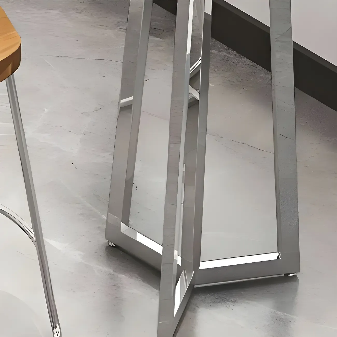 Stylish Sliver Base Wooden Bar Height Table for Pub Image - 2