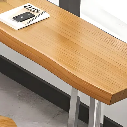 Stylish Sliver Base Wooden Bar Height Table for Pub Image - 3