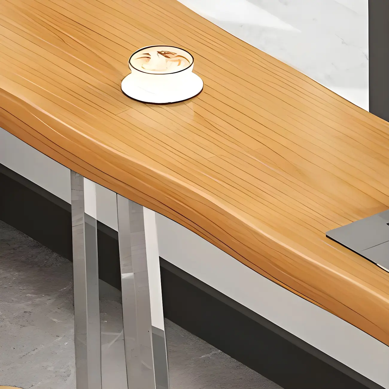 Stylish Sliver Base Wooden Bar Height Table for Pub Image - 4 | homeyfad