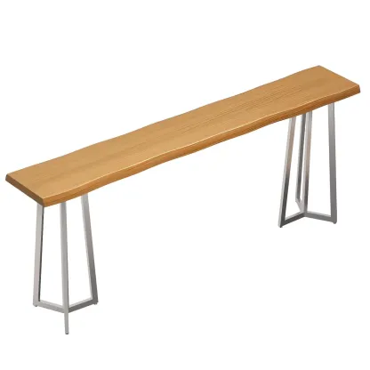 Stylish Sliver Base Wooden Bar Height Table for Pub Image - 5