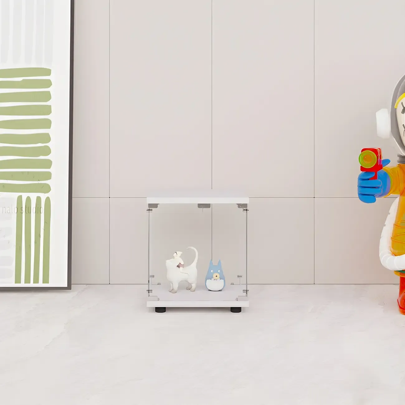 Minimalist Rectangular 4 Shelves Clear Glass Curio Cabinet Image - 3