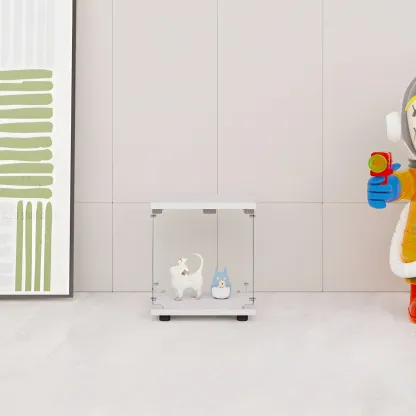 Minimalist Rectangular 4 Shelves Clear Glass Curio Cabinet Image - 3