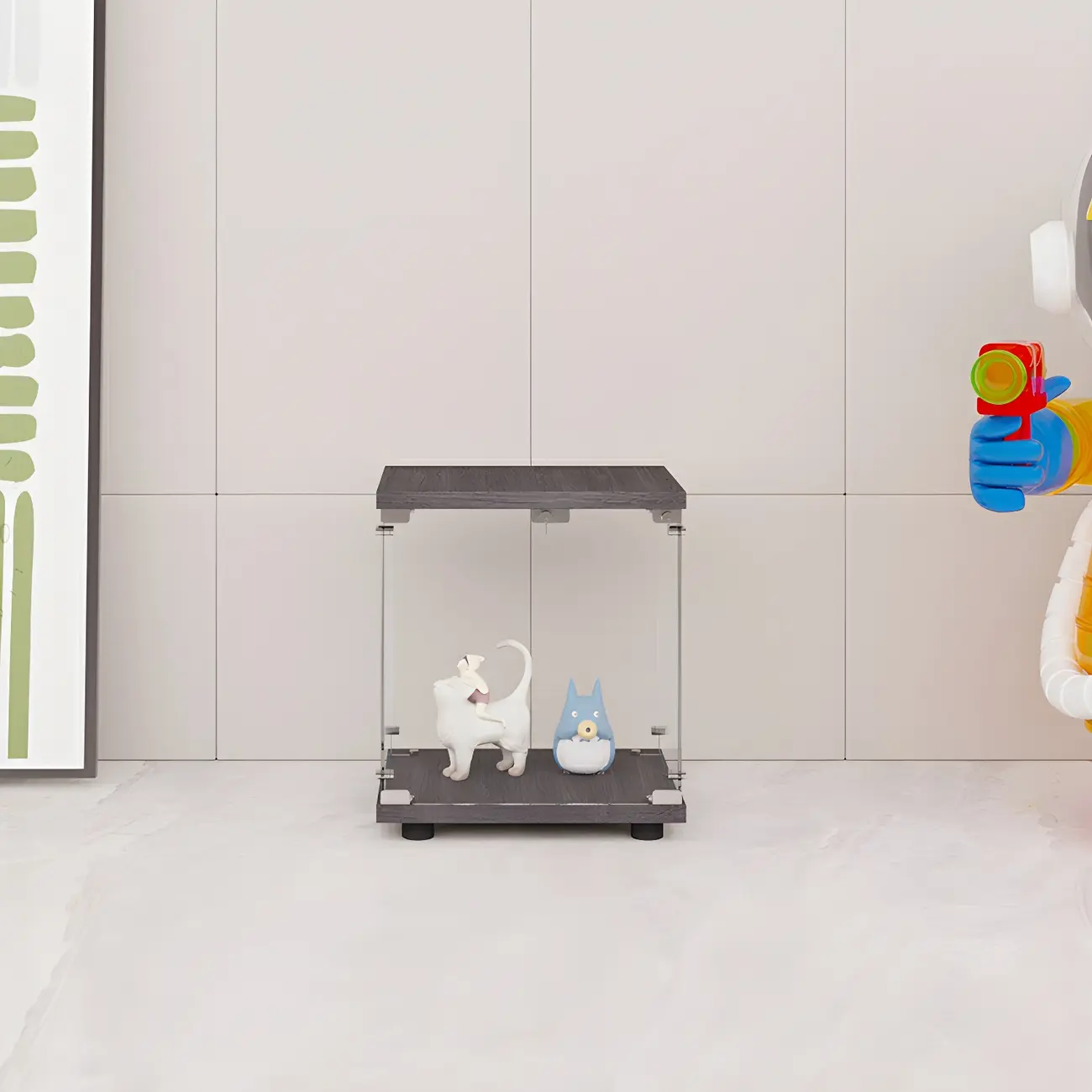 Minimalist Rectangular 4 Shelves Clear Glass Curio Cabinet Image - 4 | homeyfad