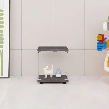 Minimalist Rectangular 4 Shelves Clear Glass Curio Cabinet Image - 4