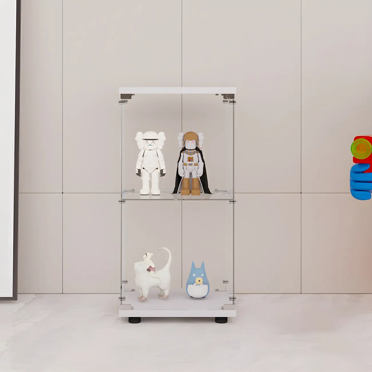 Minimalist Rectangular 4 Shelves Clear Glass Curio Cabinet Image - 5 | homeyfad