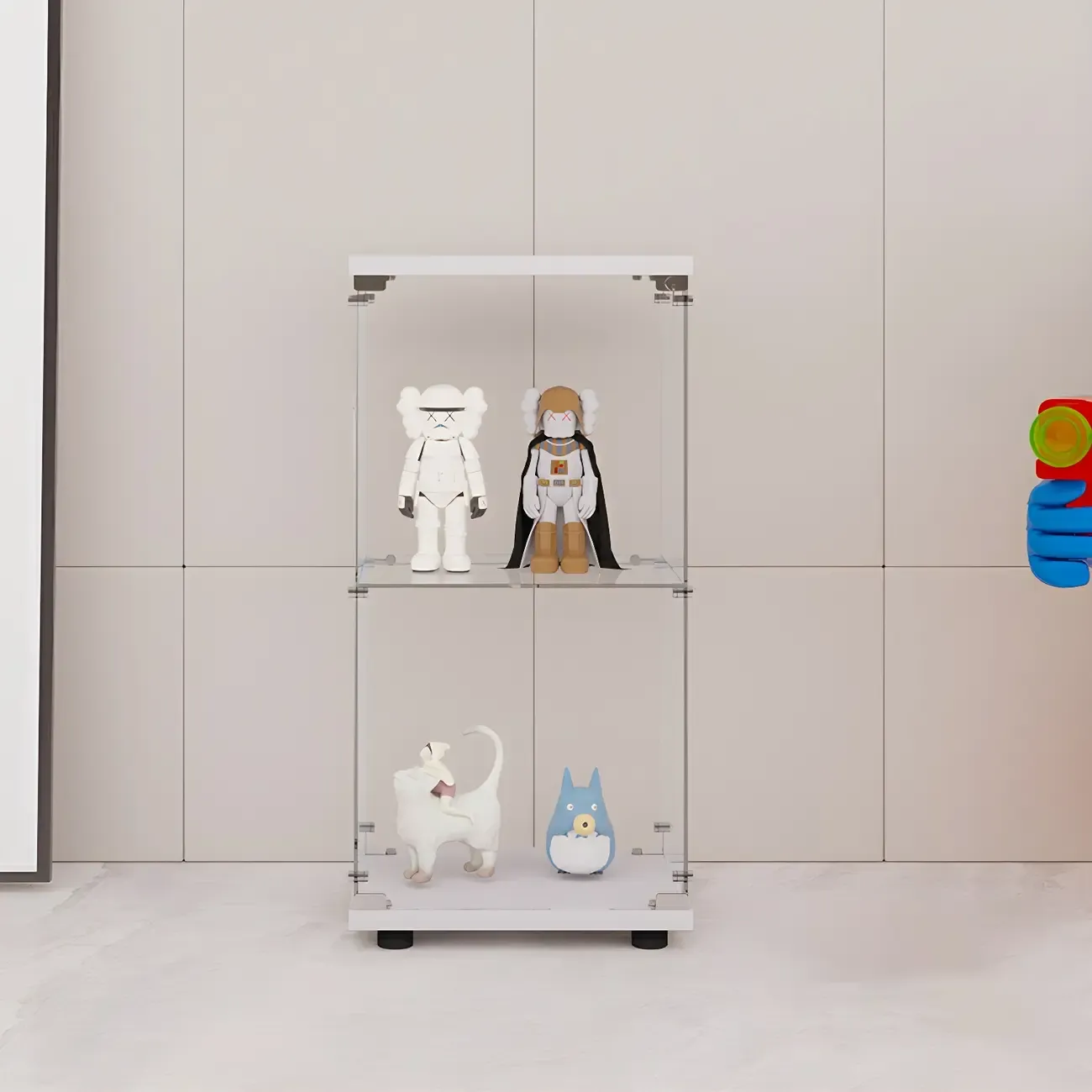 Minimalist Rectangular 4 Shelves Clear Glass Curio Cabinet Image - 5