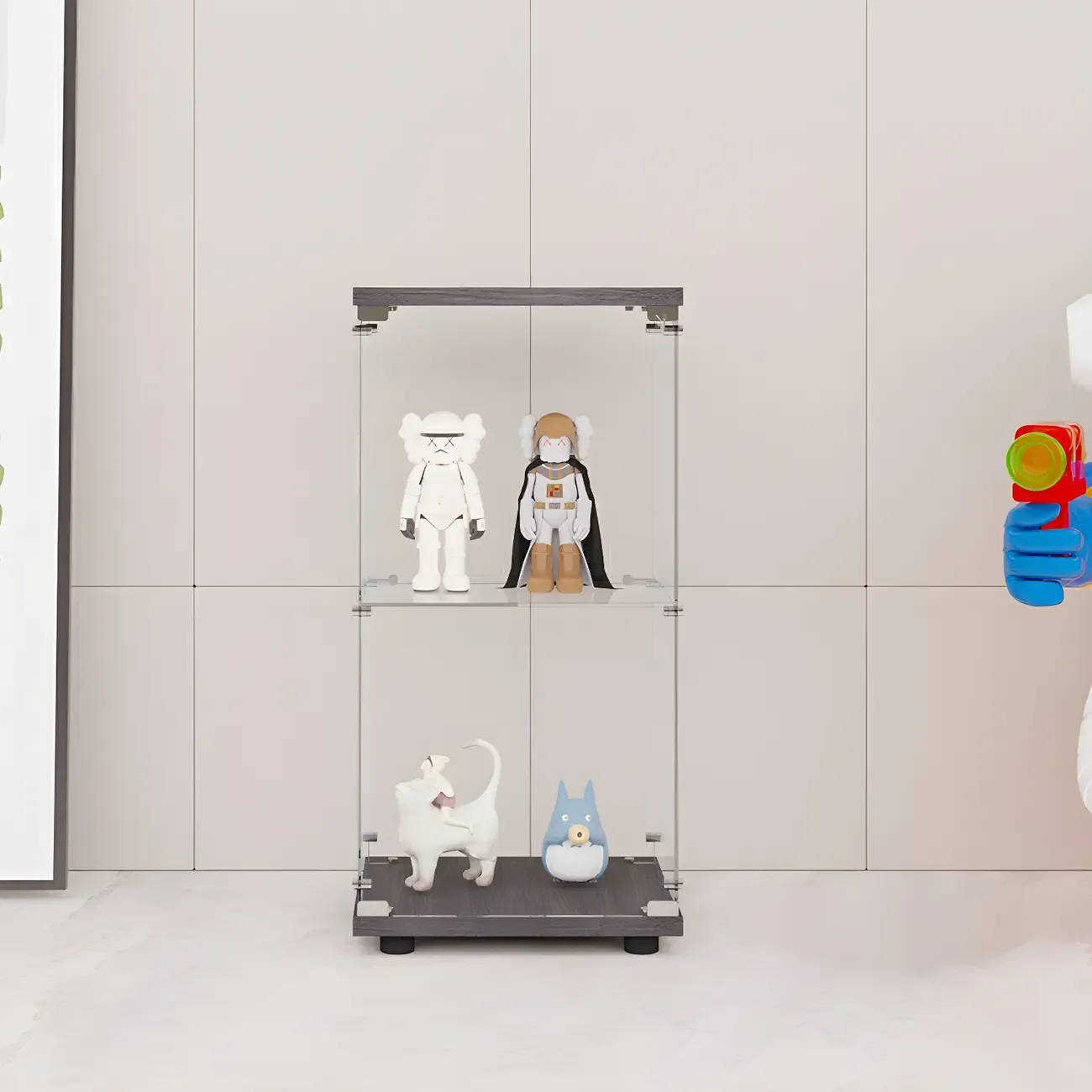 Minimalist Rectangular 4 Shelves Clear Glass Curio Cabinet Image - 6