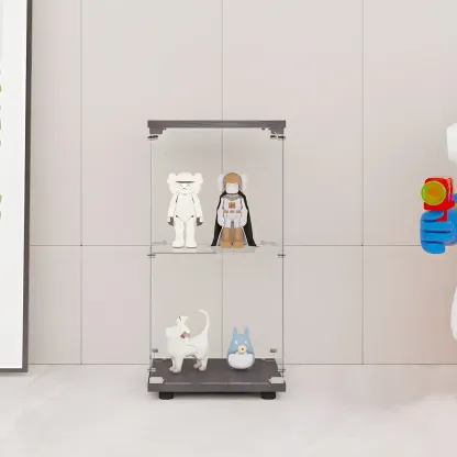 Minimalist Rectangular 4 Shelves Clear Glass Curio Cabinet Image - 6