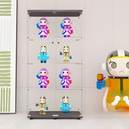 Minimalist Rectangular 4 Shelves Clear Glass Curio Cabinet Image - 19