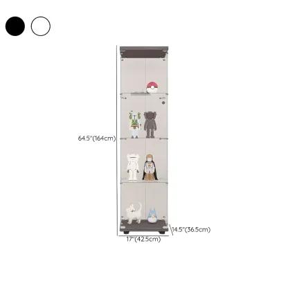 Minimalist Rectangular 4 Shelves Clear Glass Curio Cabinet Image - 23