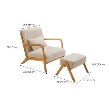 Minimalist Fabric Accent Chair with Wooden Arms for Living Room Image - 15