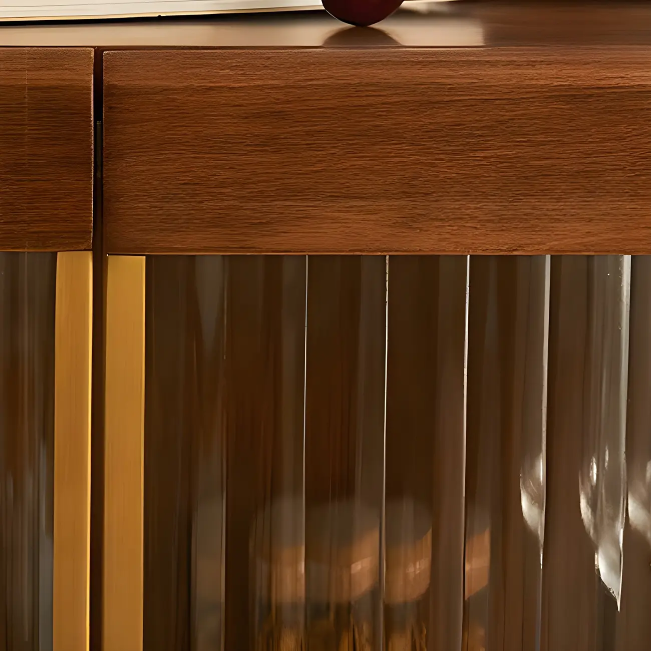 Mid-Century Modern Leggy Brown Wooden Glass Storage Cabinet Image - 10 | homeyfad