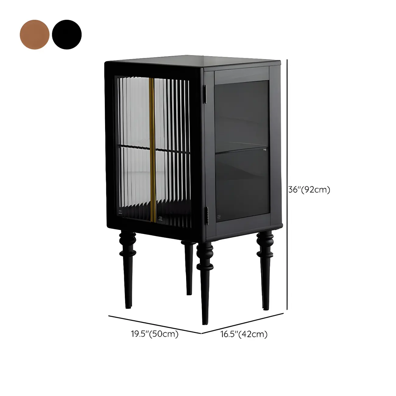 Mid-Century Modern Leggy Brown Wooden Glass Storage Cabinet #size