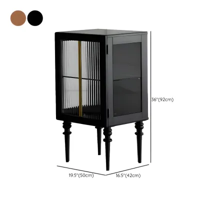 Mid-Century Modern Leggy Brown Wooden Glass Storage Cabinet #size