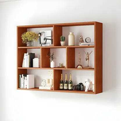 White Wall-Mounted Cube Wood Display Bookcase Image - 11