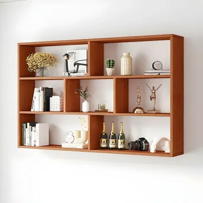 White Wall-Mounted Cube Wood Display Bookcase Image - 3