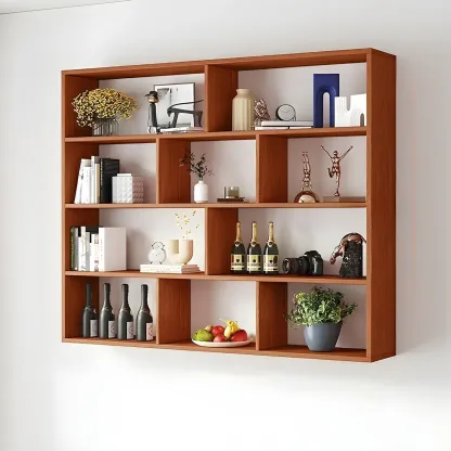 White Wall-Mounted Cube Wood Display Bookcase Image - 25
