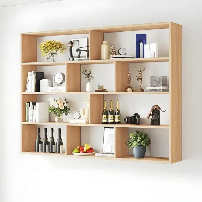 White Wall-Mounted Cube Wood Display Bookcase Image - 28