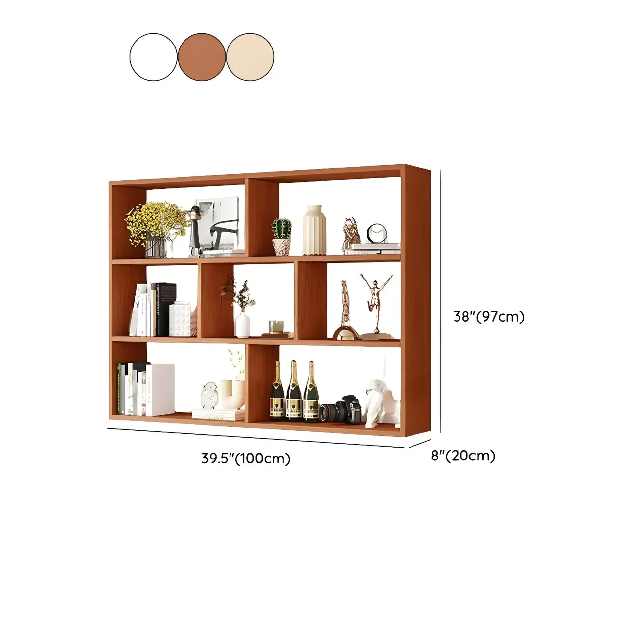 White Wall-Mounted Cube Wood Display Bookcase Image - 30