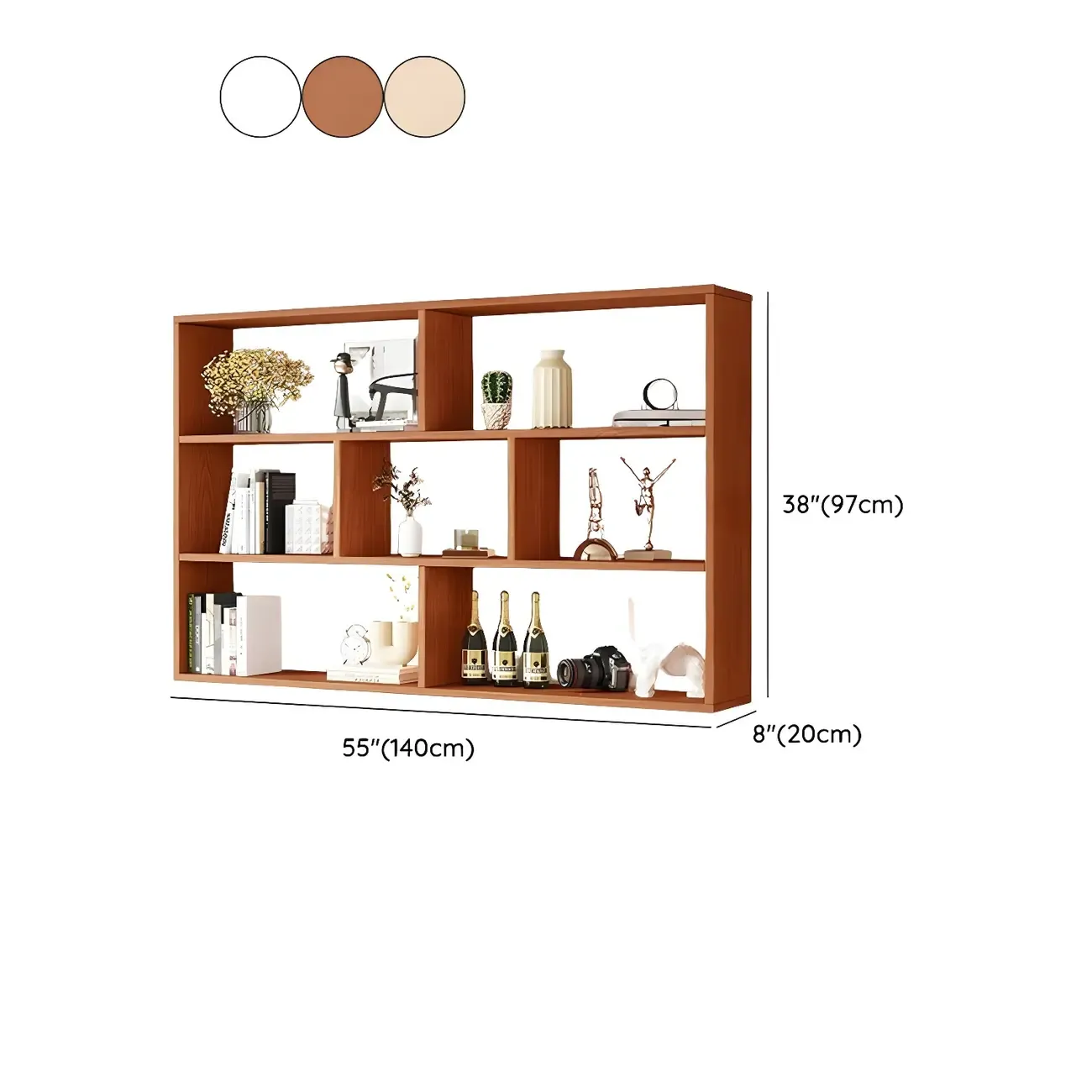 White Wall-Mounted Cube Wood Display Bookcase Image - 32