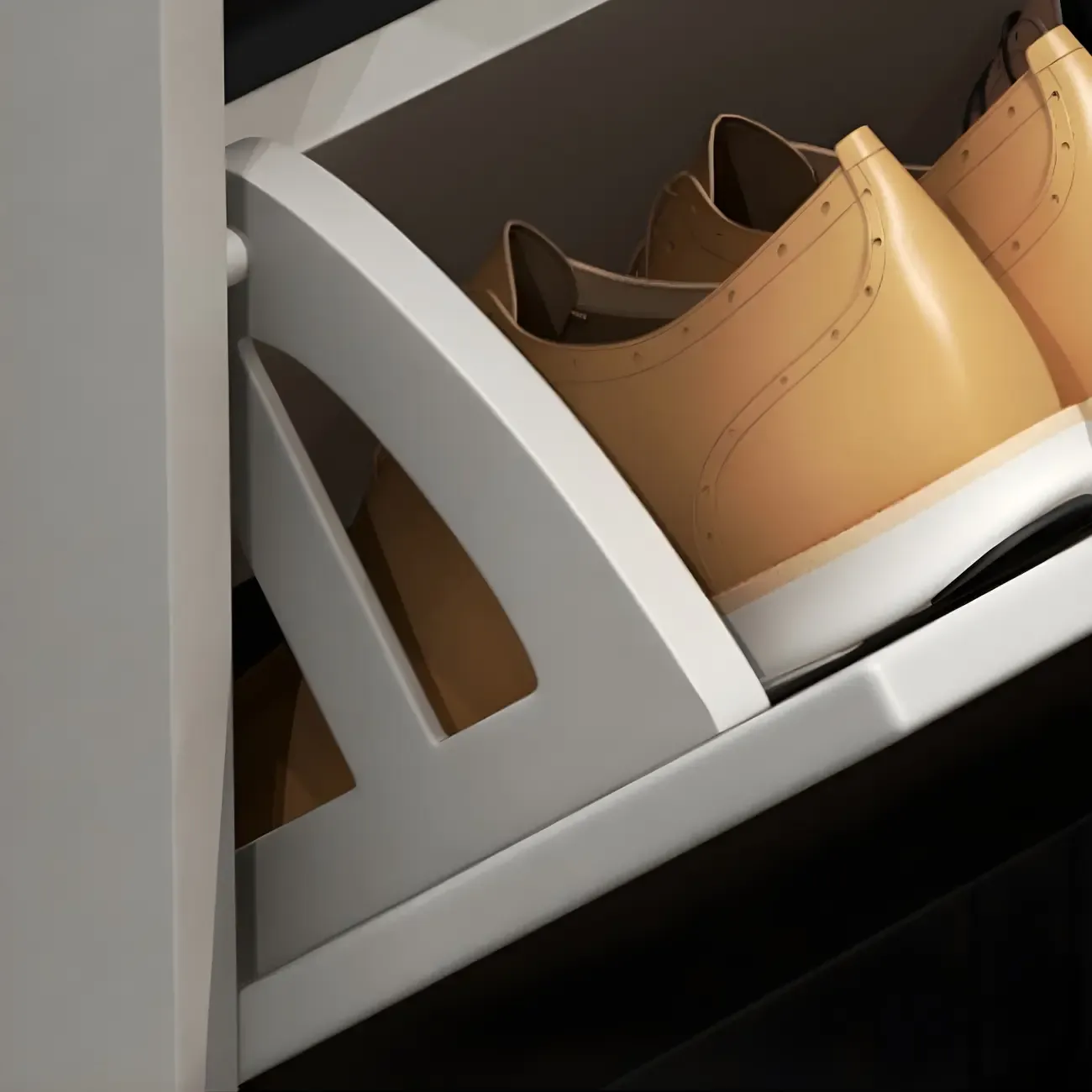 Entryway Grey/White Drop Front Shoe Storage Cabinet Image - 17