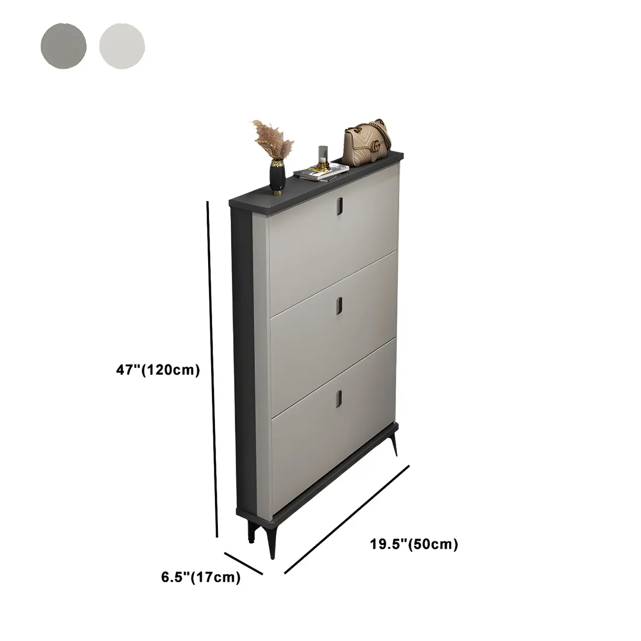 Entryway Grey/White Drop Front Shoe Storage Cabinet #size | homeyfad