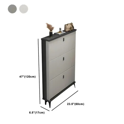 Entryway Grey/White Drop Front Shoe Storage Cabinet Image - 36