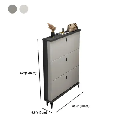 Entryway Grey/White Drop Front Shoe Storage Cabinet Image - 39