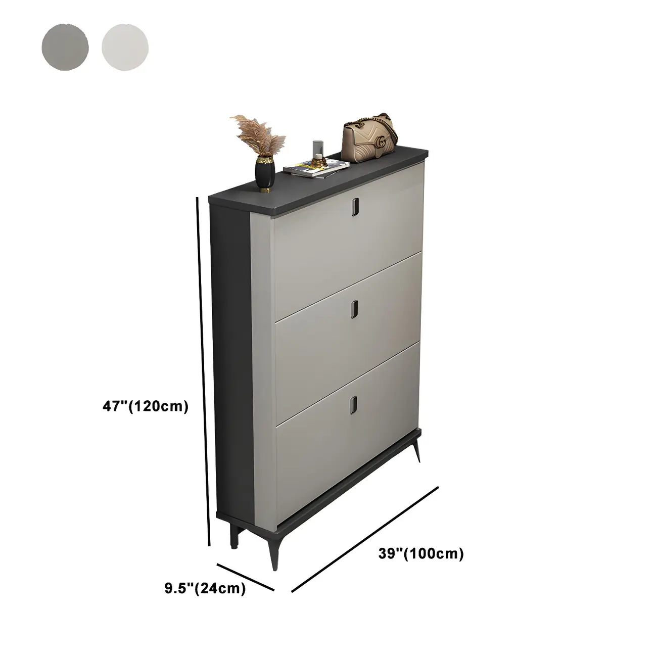 Entryway Grey/White Drop Front Shoe Storage Cabinet Image - 41 | homeyfad