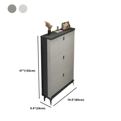 Entryway Grey/White Drop Front Shoe Storage Cabinet Image - 42