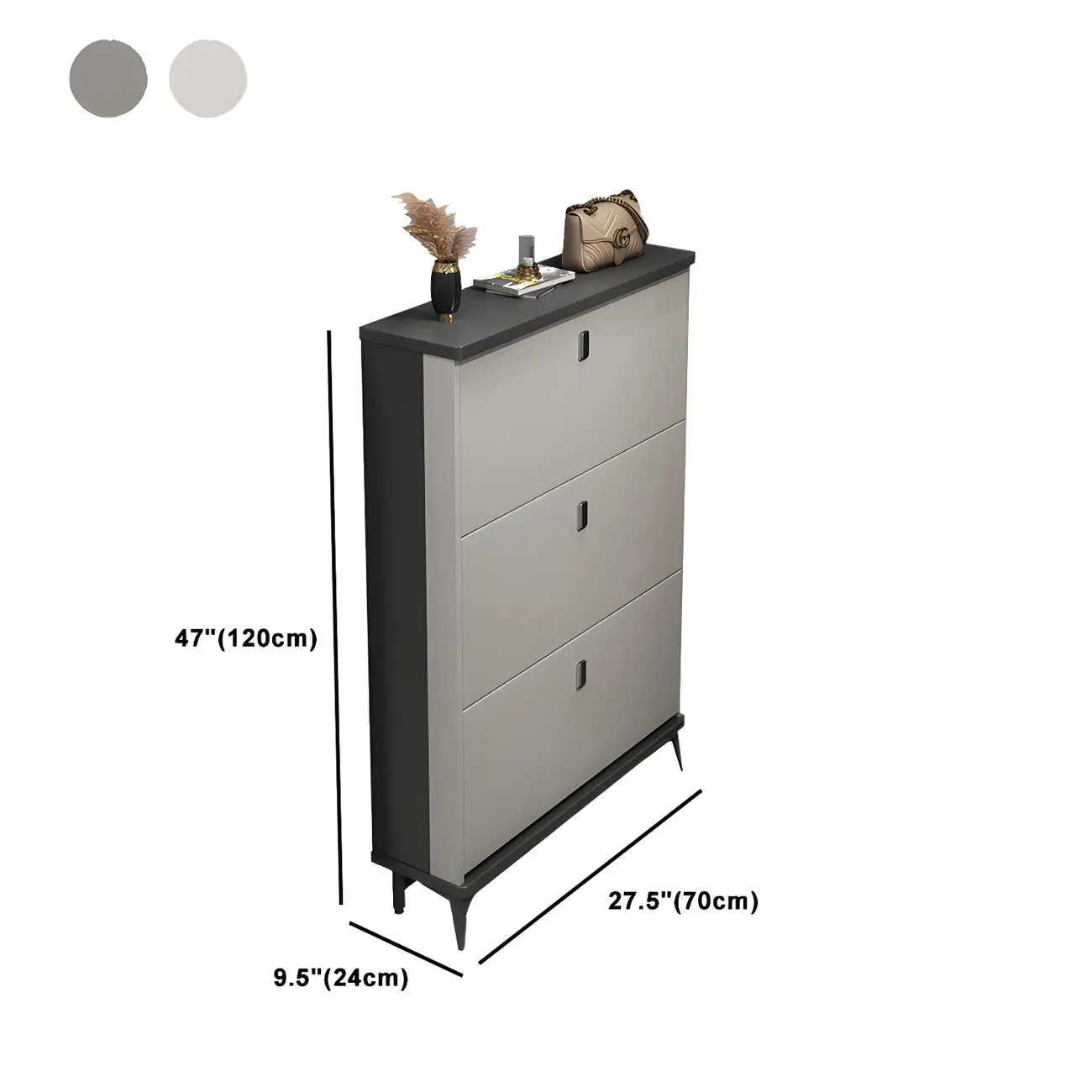Entryway Grey/White Drop Front Shoe Storage Cabinet Image - 44 | homeyfad