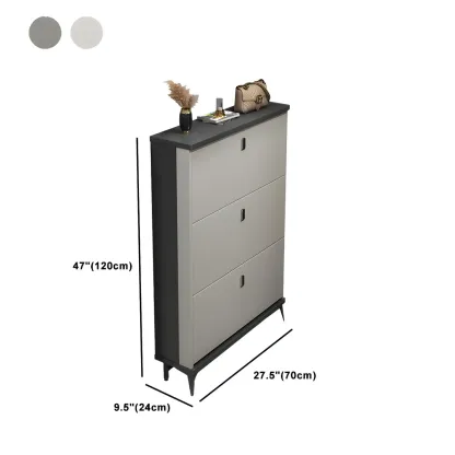 Entryway Grey/White Drop Front Shoe Storage Cabinet Image - 44