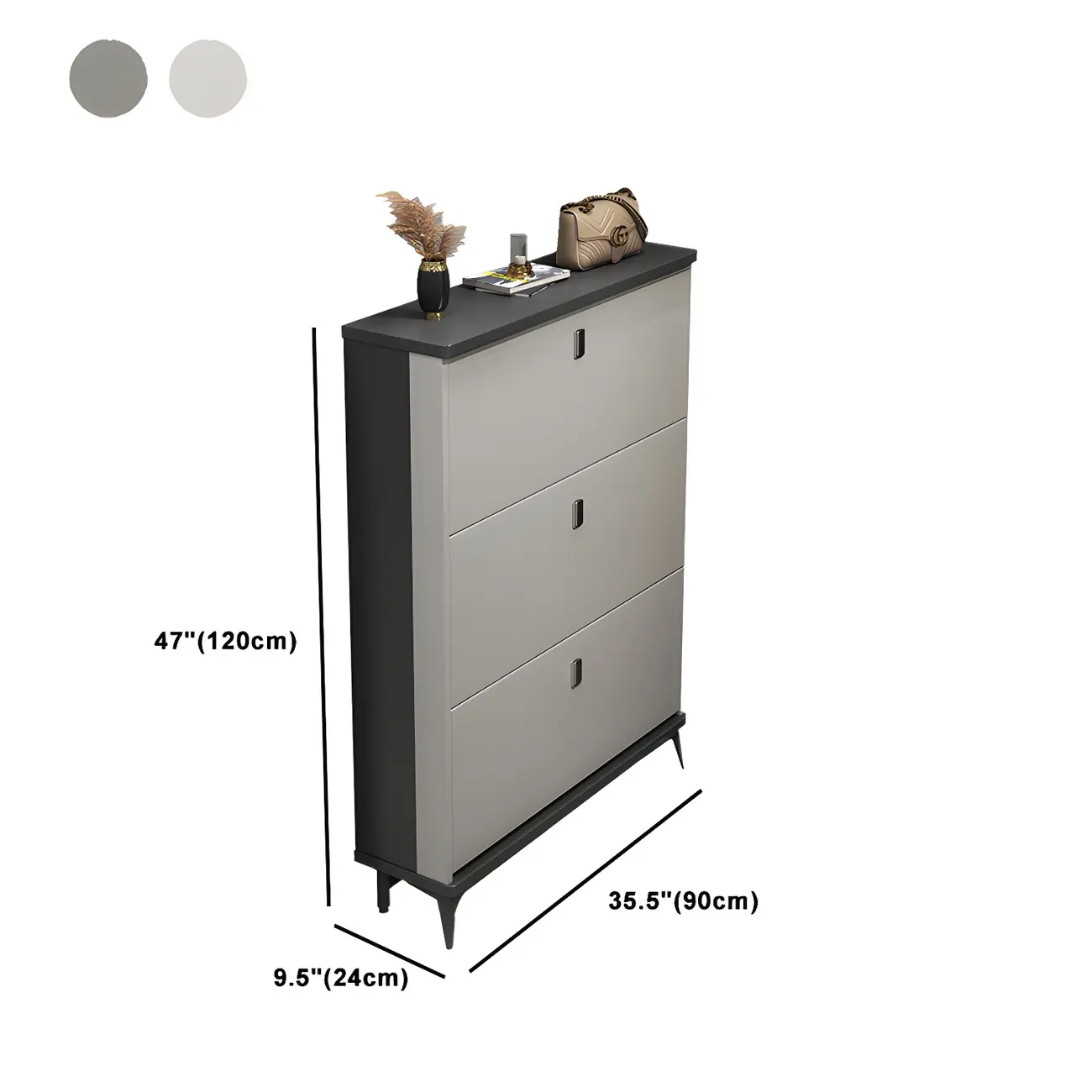 Entryway Grey/White Drop Front Shoe Storage Cabinet Image - 46 | homeyfad