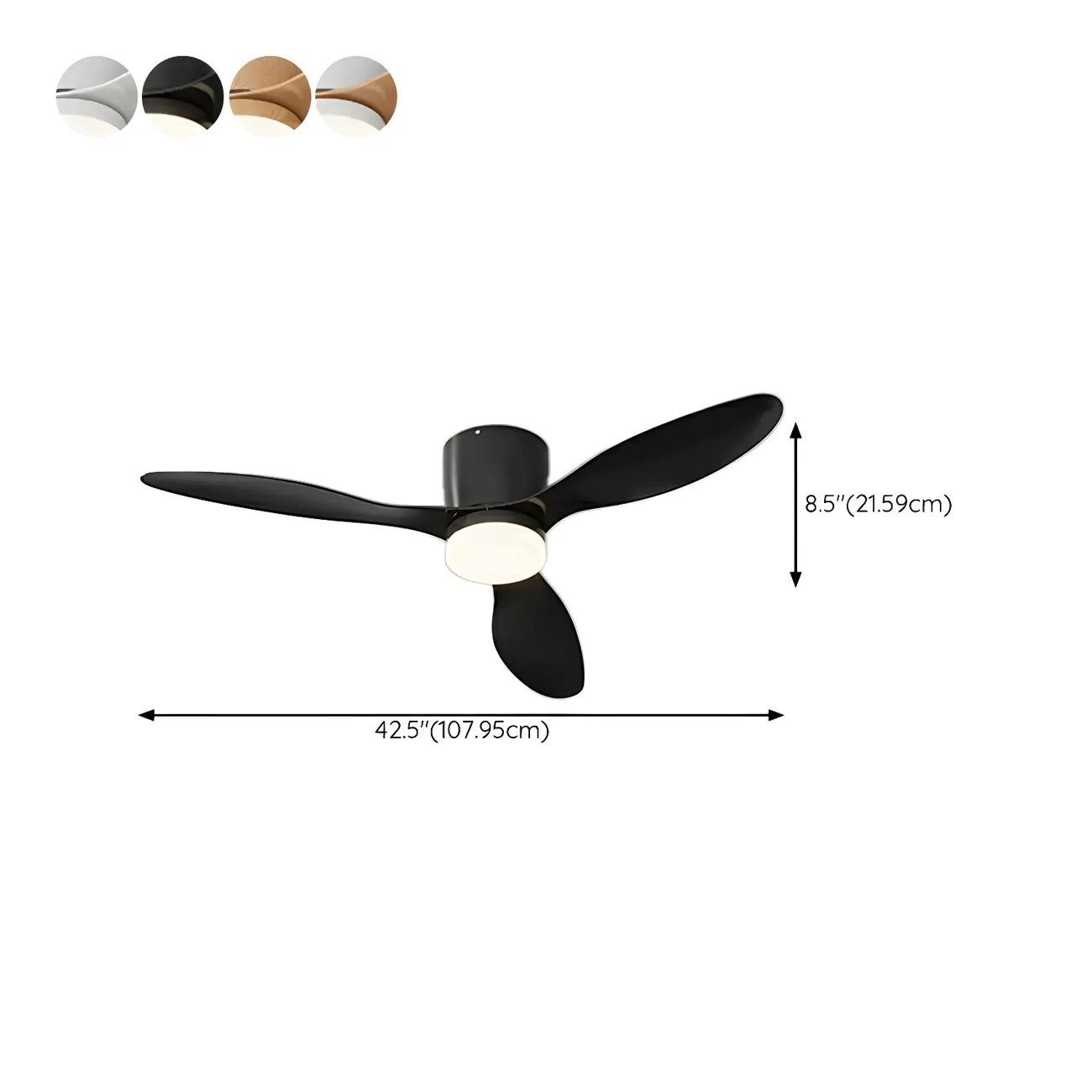 Modern Flush Mount Ceiling Fan with LED Light for Living Room #size