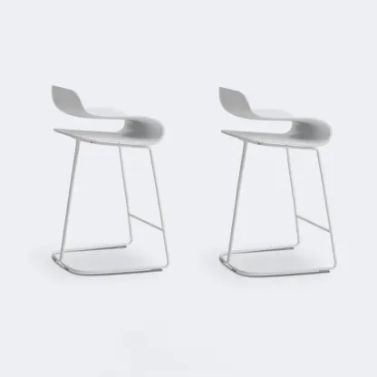 Industrial Plastic Steel Frame Low Back Armless Bar Stool Image - 16