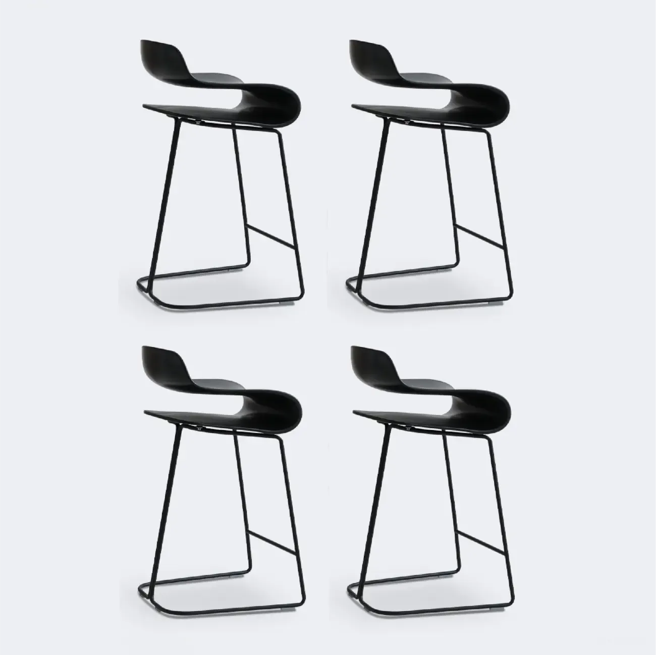 Industrial Plastic Steel Frame Low Back Armless Bar Stool Image - 21