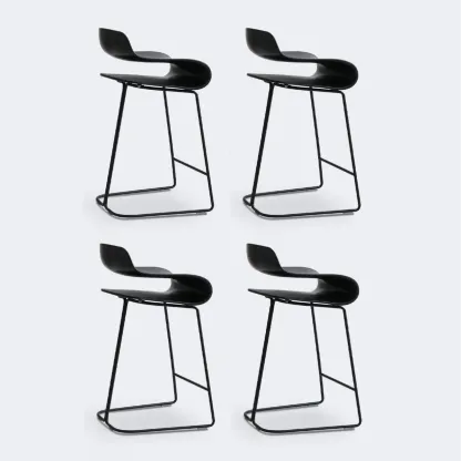 Industrial Plastic Steel Frame Low Back Armless Bar Stool Image - 21