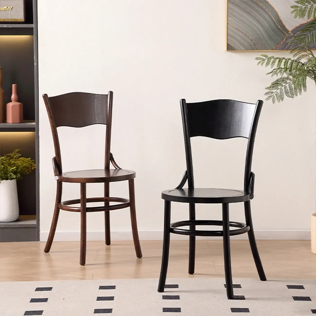 Mid-Century Modern Round Wood Dining Chair Image - 1