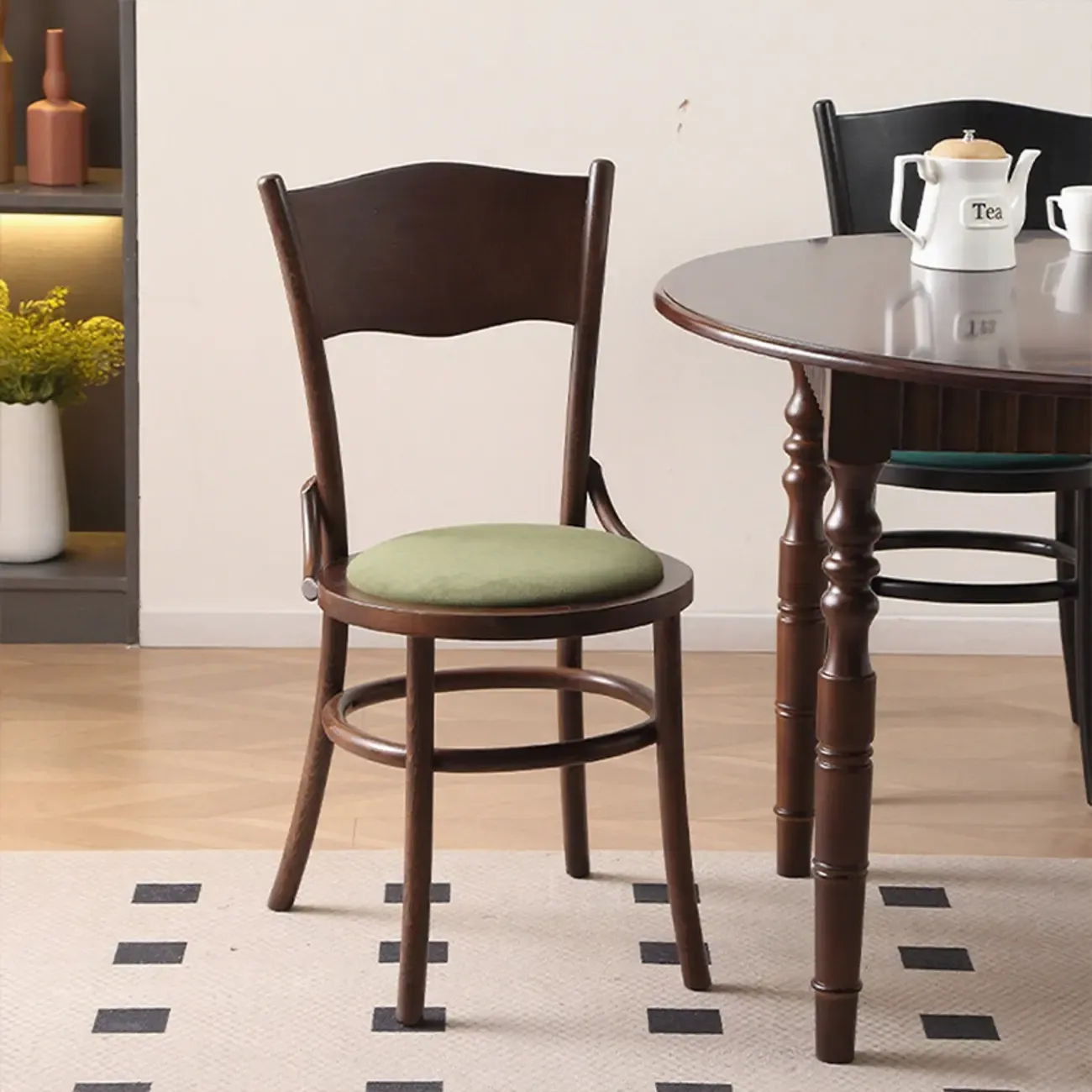 Mid-Century Modern Round Wood Dining Chair Image - 2